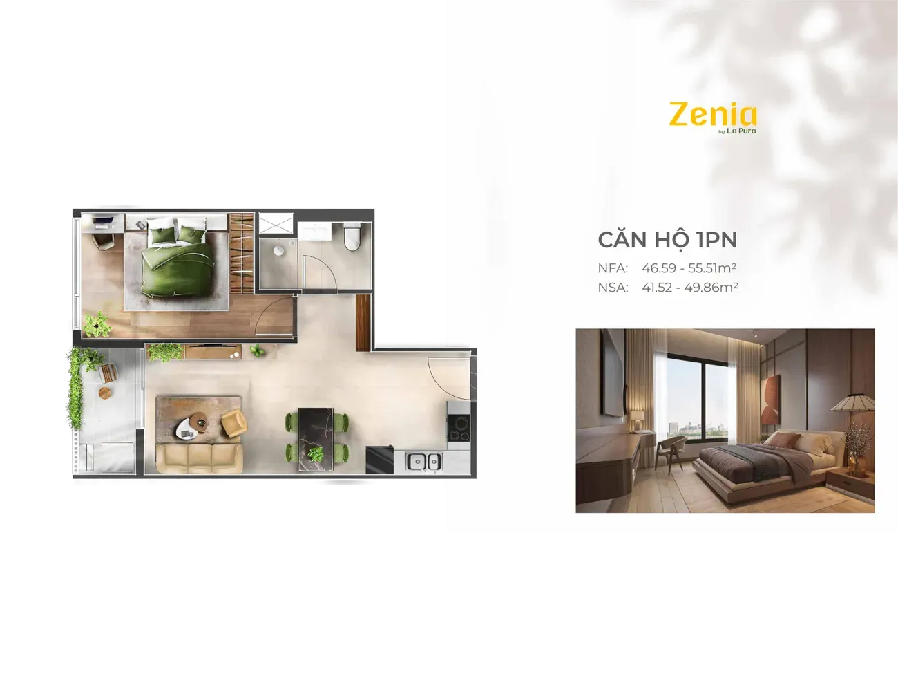 Mặt bằng 1PN 1WC