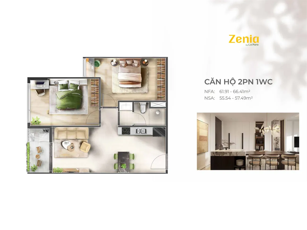 Mặt bằng 2PN 1WC