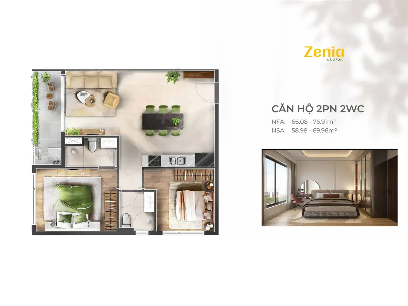 Mặt bằng 2PN 2WC