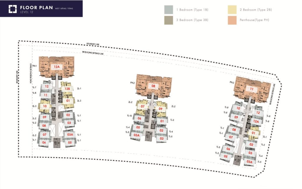 Mặt bằng tổng thể tầng 12 The Galleria Residences 