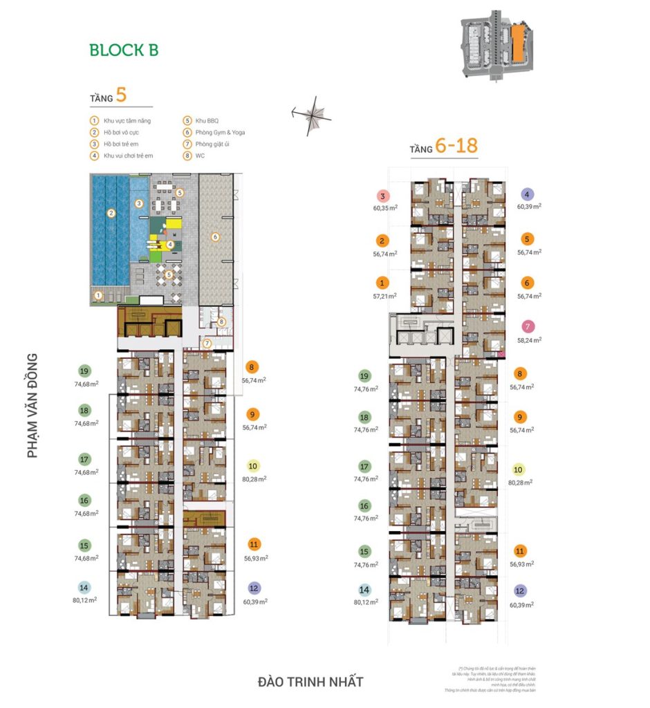 Mặt bằng tầng điển hình của Block B