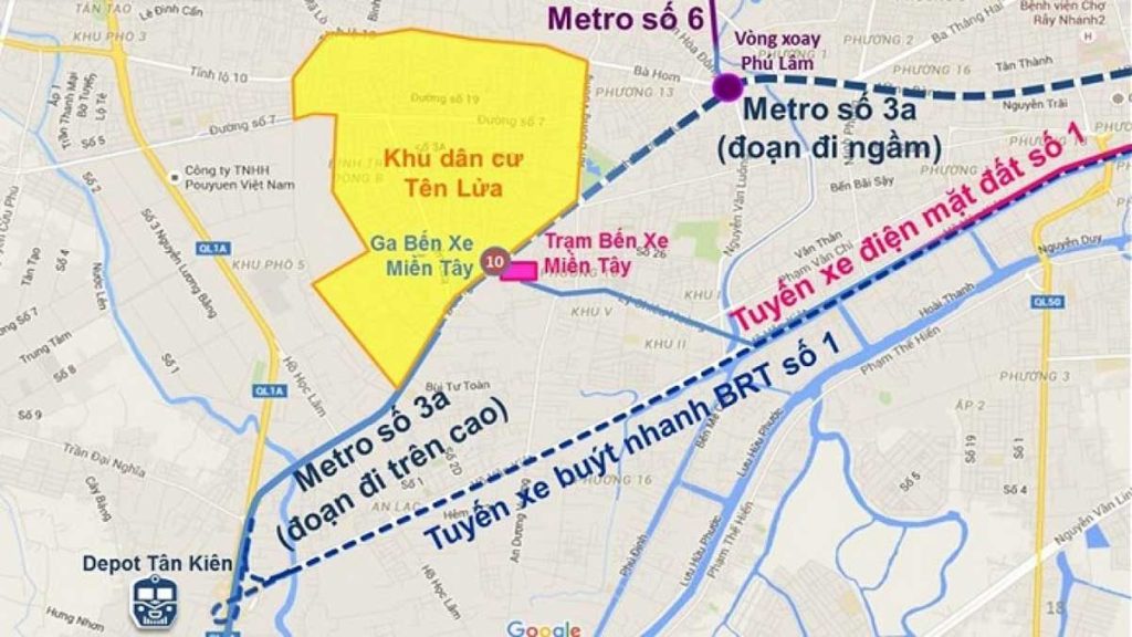 Tuyến Metro Số 3A: Bến Thành - Depot Tân Kiên