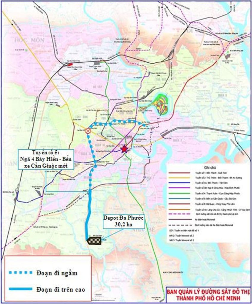 Tuyến Metro Số 5: Depot Đa Phước - Cần Giuộc - Cầu Sài Gòn