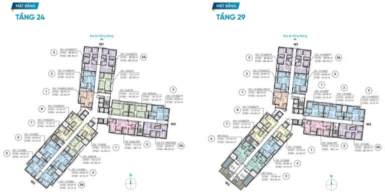Mặt bằng tầng 24 và 29