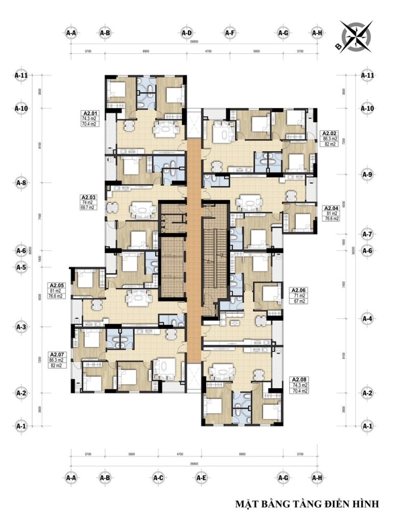 Mặt bằng tầng điển hình block A