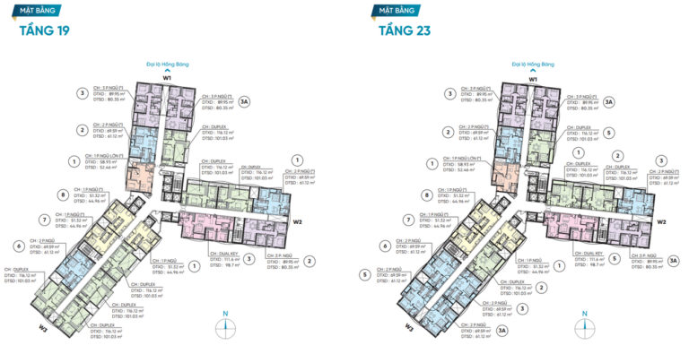 Mặt bằng tầng 19 và 23