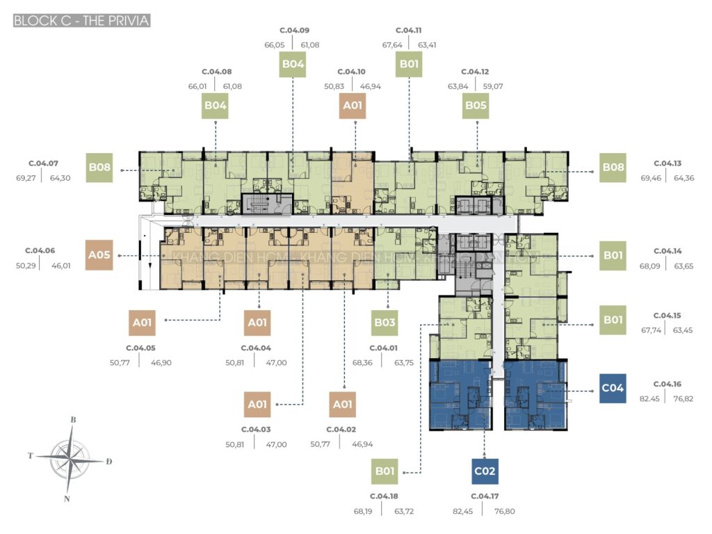 Mặt bằng Block C dự án The Privia Khang Điền