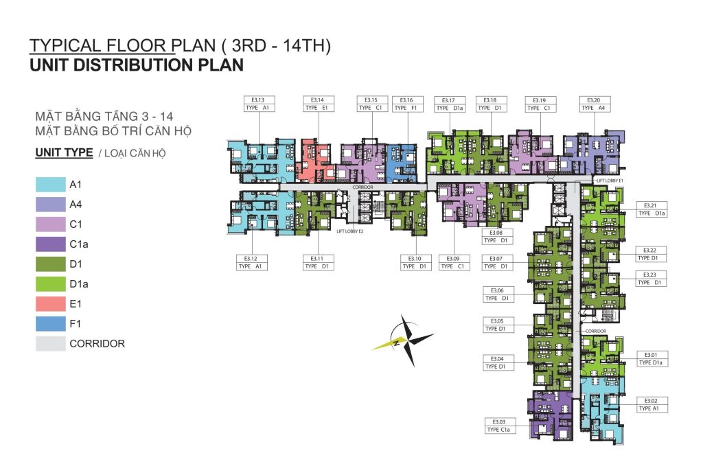 Mặt bằng tầng 3 - 14 block E phân khu Emerald Celadon