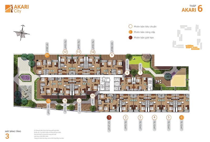 Mặt bằng tầng 3 block AK6 – Akari City