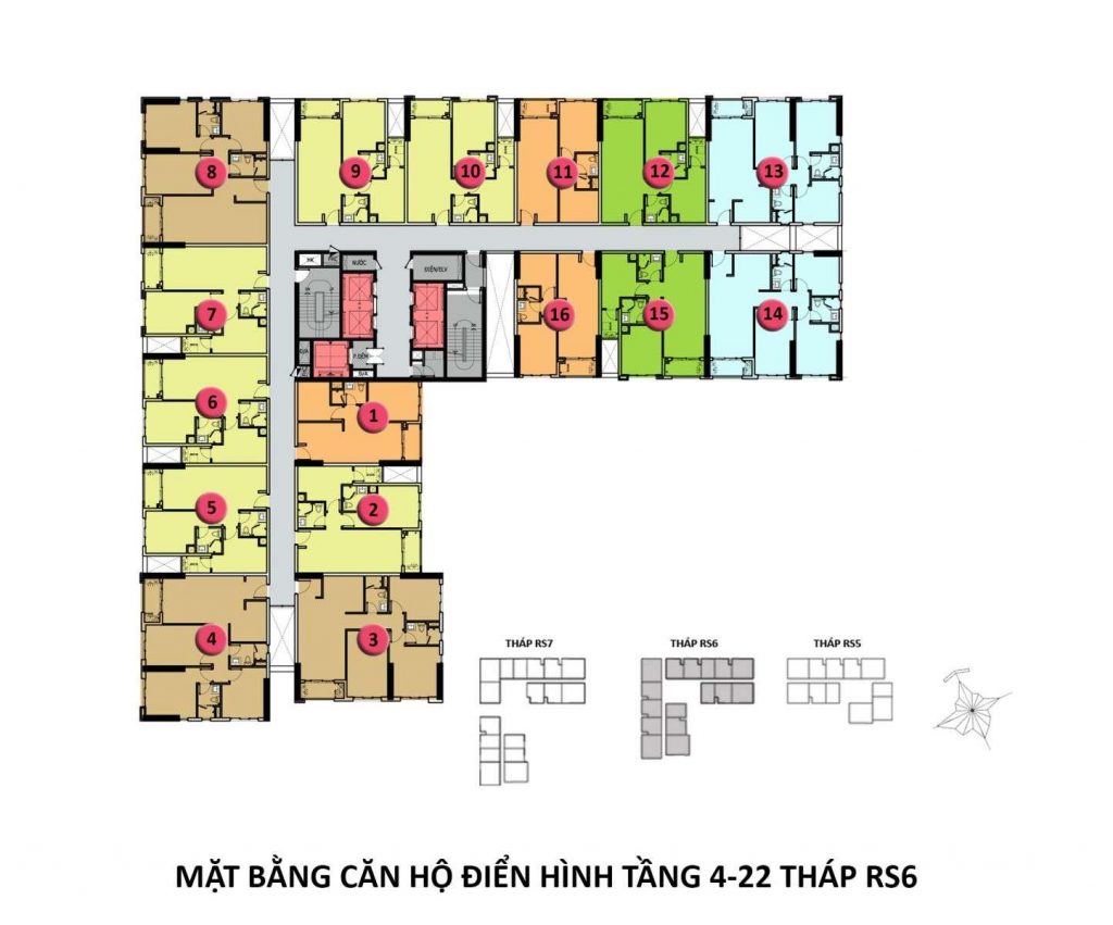 Mặt bằng tầng điển hình của tháp RS6 - Richstar