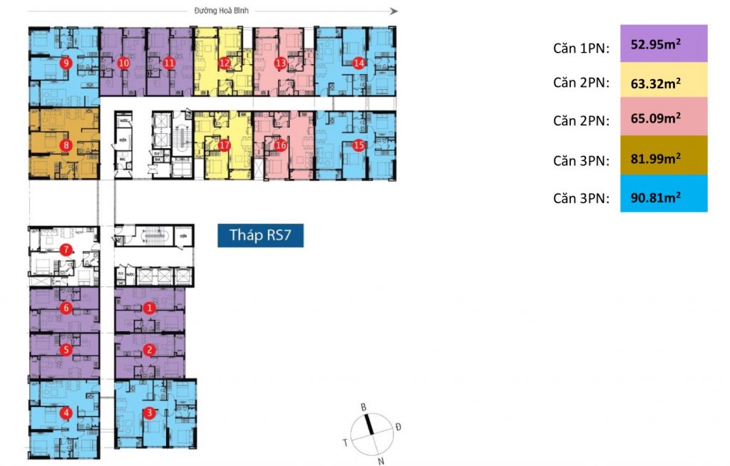 Mặt bằng tầng điển hình của tháp RS7 - Richstar