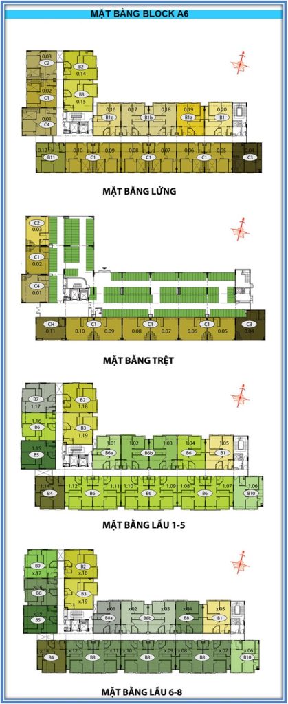 Mặt bằng điển hình của Block A6 chung cư Ehome 3