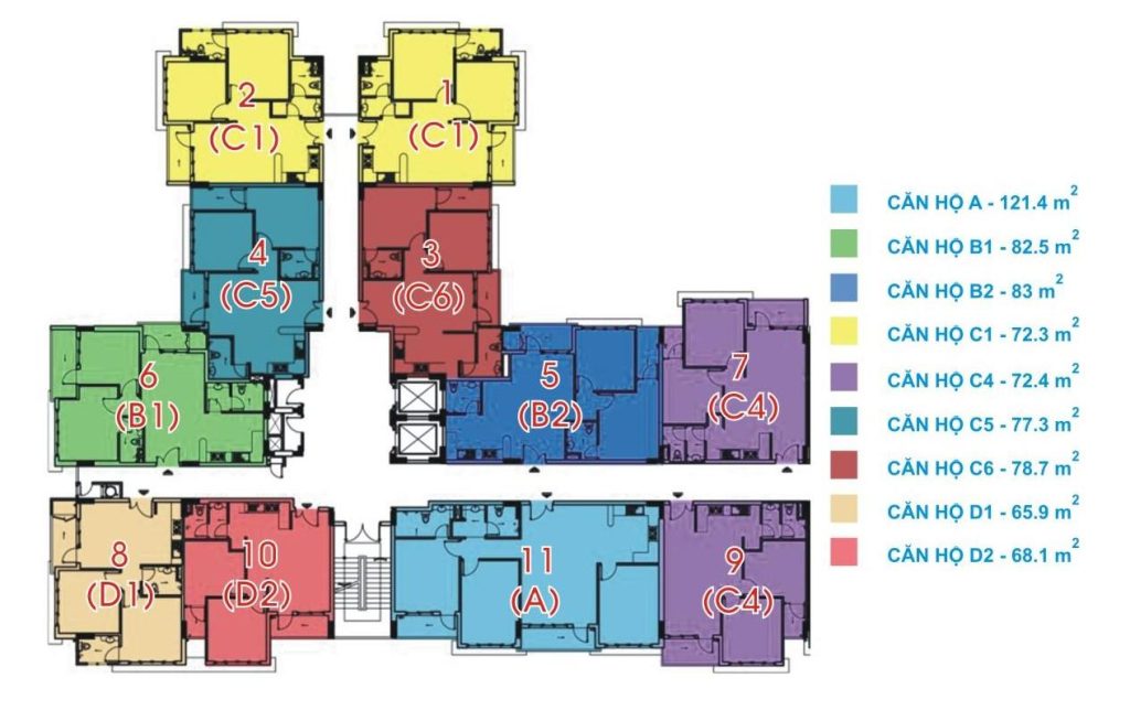 Mặt bằng các căn hộ Block B4