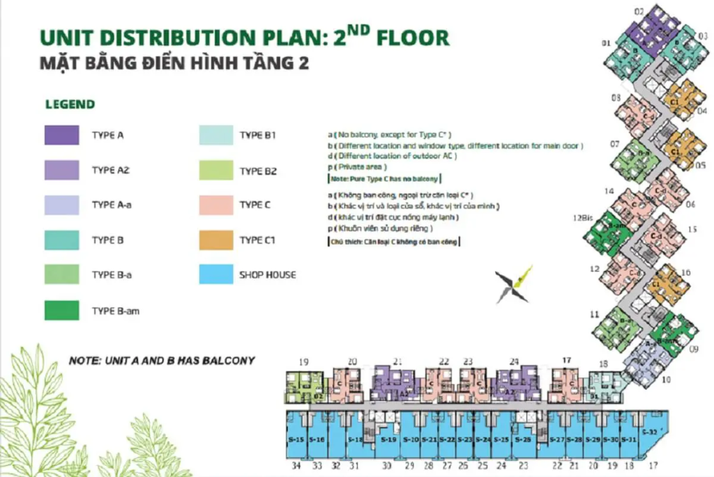 Mặt bằng tầng 2 block E Ruby Precinct