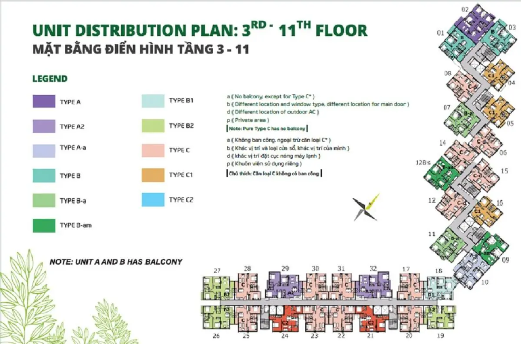 Mặt bằng tầng 3-11 block E Ruby Precinct