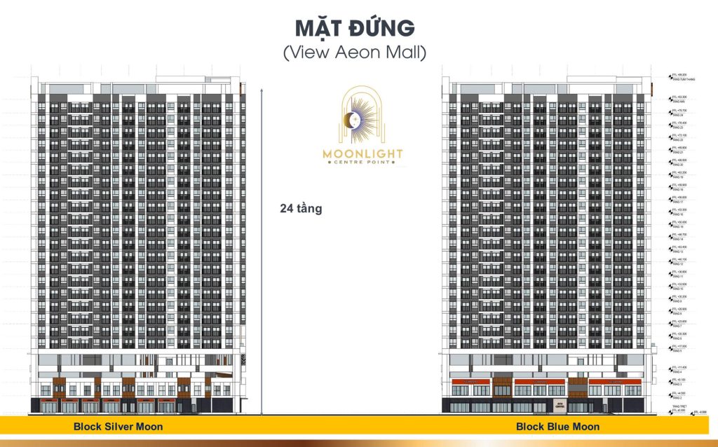 Mặt bằng view đứng của phân khu 1 - dự án Moonlight Centre Point