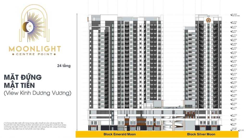 Mặt bằng view đứng phân khu 2 - dự án Moonlight Centre Point