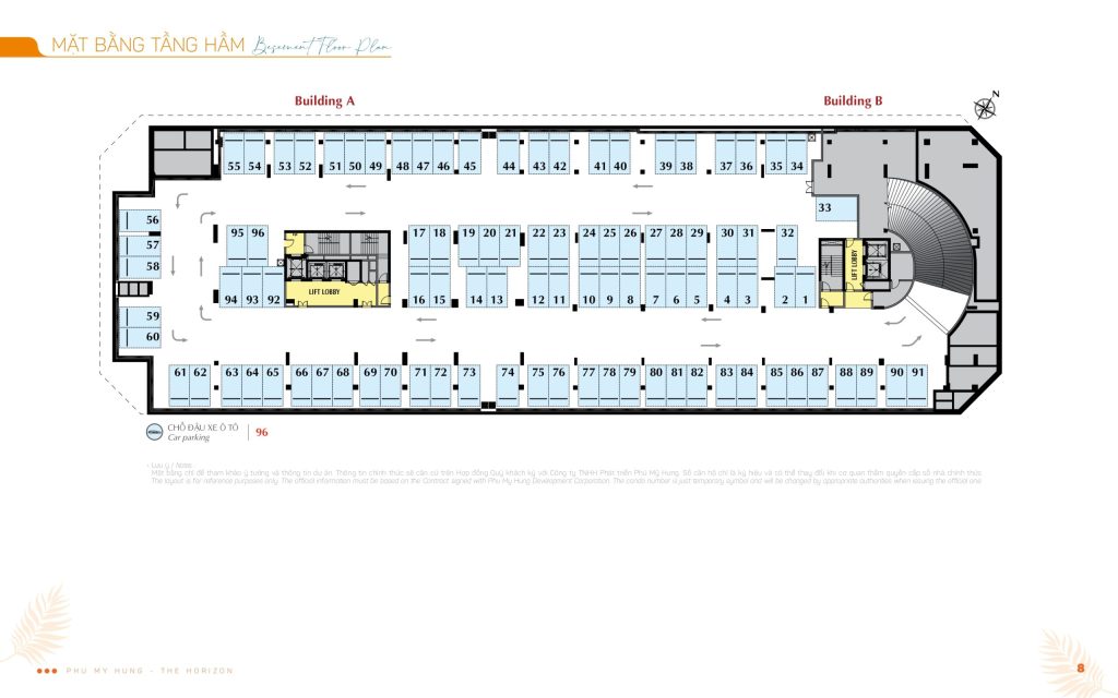 Mặt bằng tầng hầm chung cư Horizon