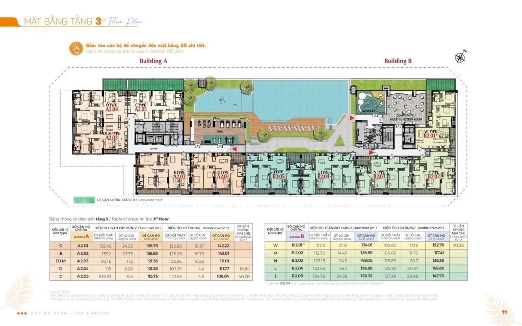 Mặt bằng tầng 3 chung cư Horizon