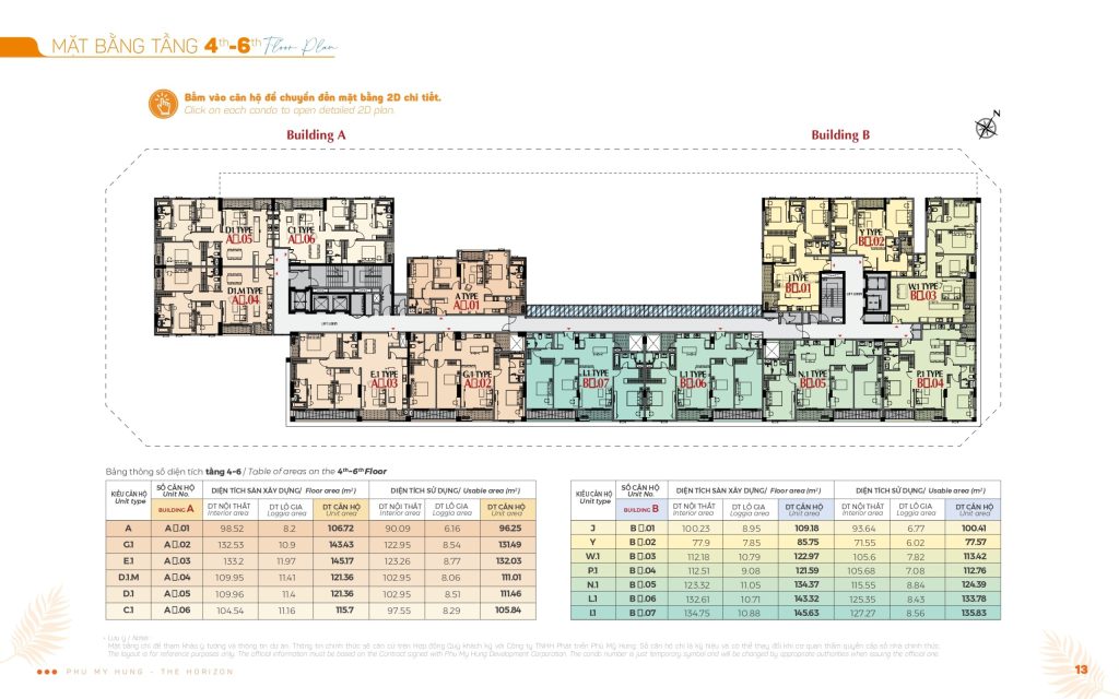 Mặt bằng tầng 4-6 chung cư Horizon