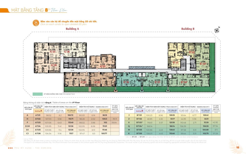 Mặt bằng tầng 8 chung cư Horizon