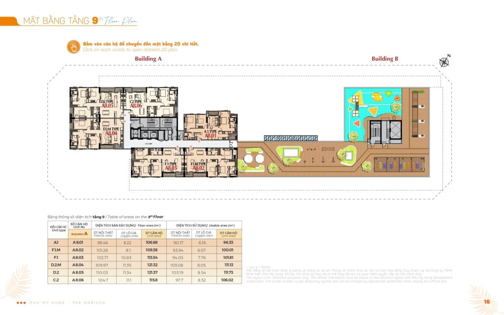 Mặt bằng tầng 9 chung cư Horizon