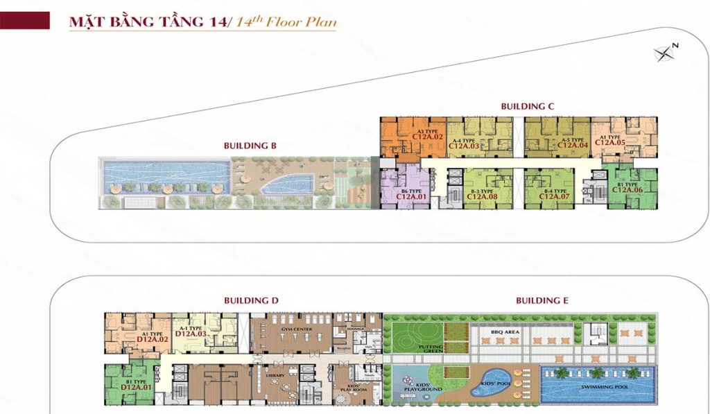 Mặt bằng tầng 14 Midtown Symphony M6