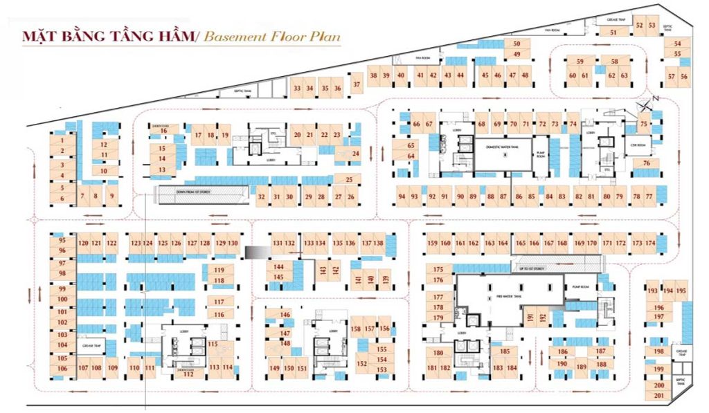 Mặt bằng tầng hầm dự án Midtown phân khu M6 The Symphony