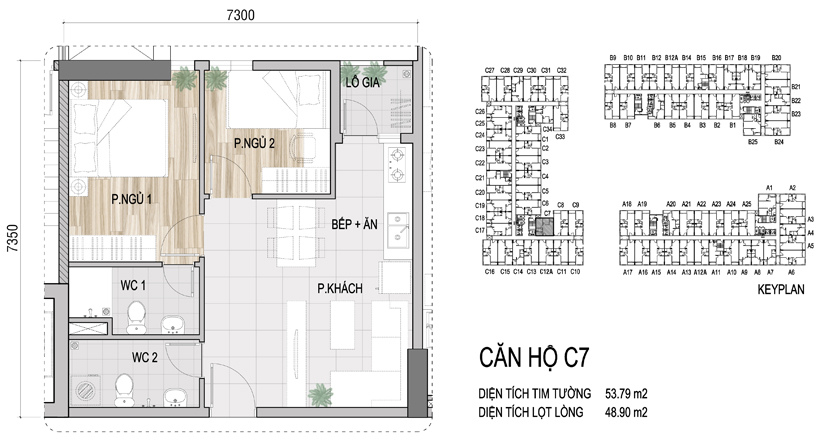 Mặt bằng chi tiết căn hộ C7