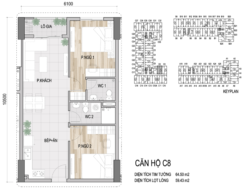 Mặt bằng chi tiết căn hộ C8