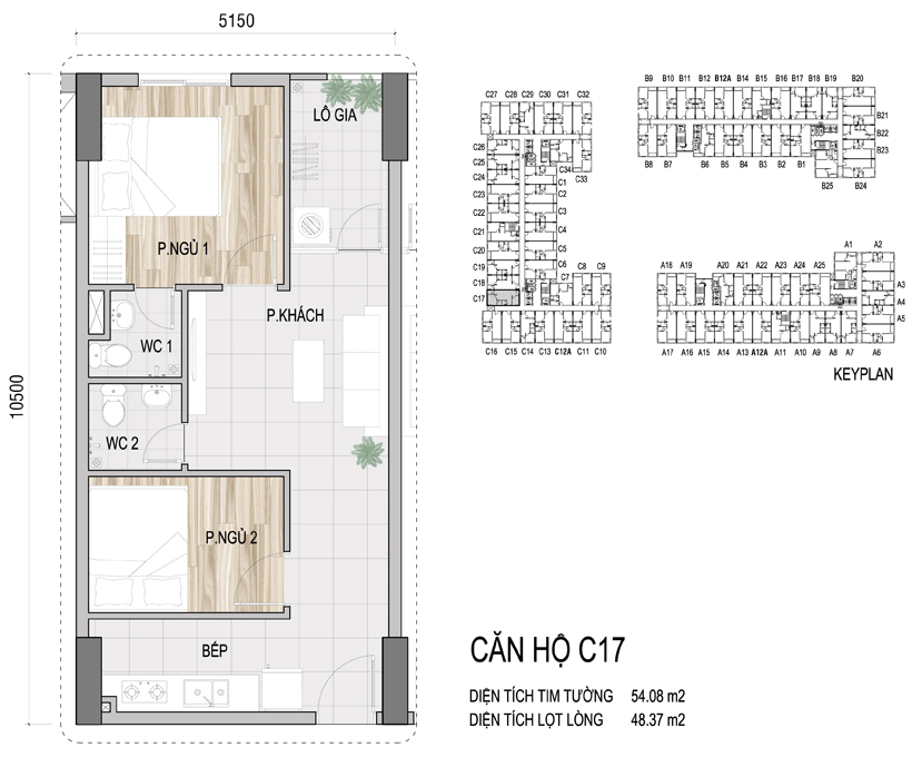 Mặt bằng chi tiết căn hộ C17