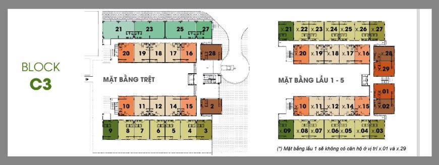 Mặt bằng block C3 dự án Ehome 4