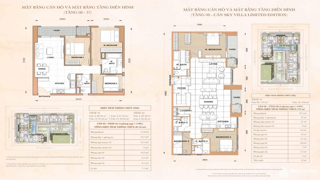 Mặt bằng căn hộ mẫu và tổng thể tầng 8-37