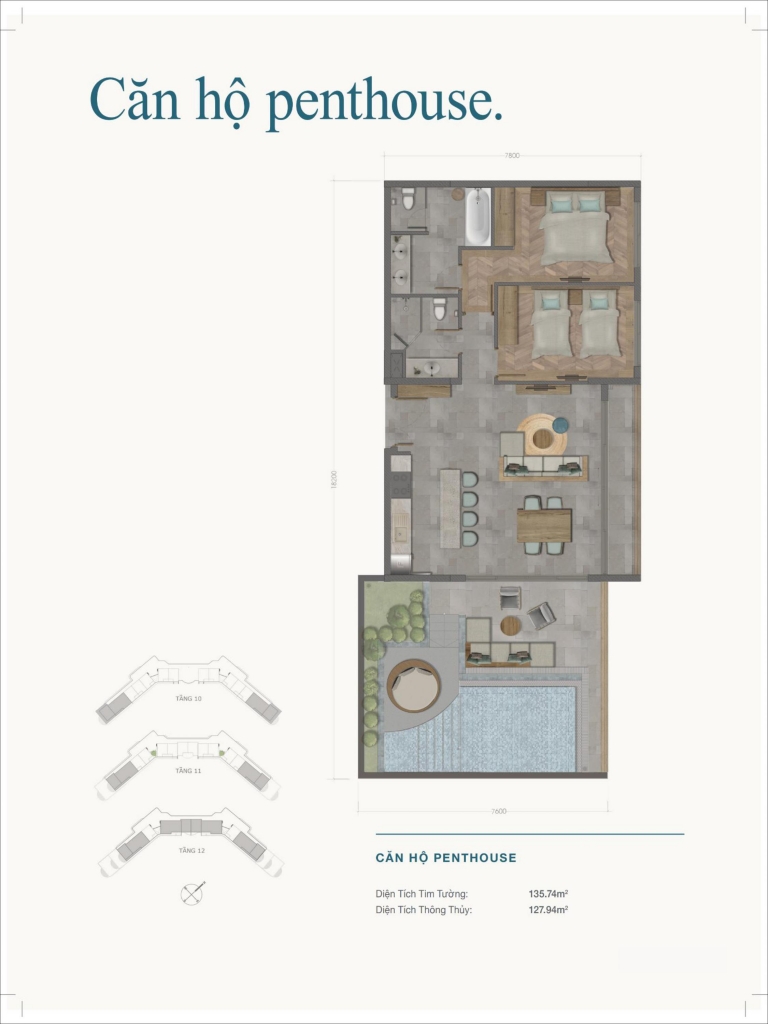 Layout căn hộ penthouse