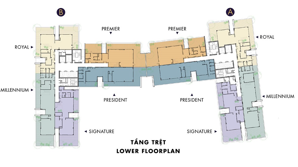 Sơ đồ mặt bằng tầng căn hộ pentvilla dự án Millennium Masteri