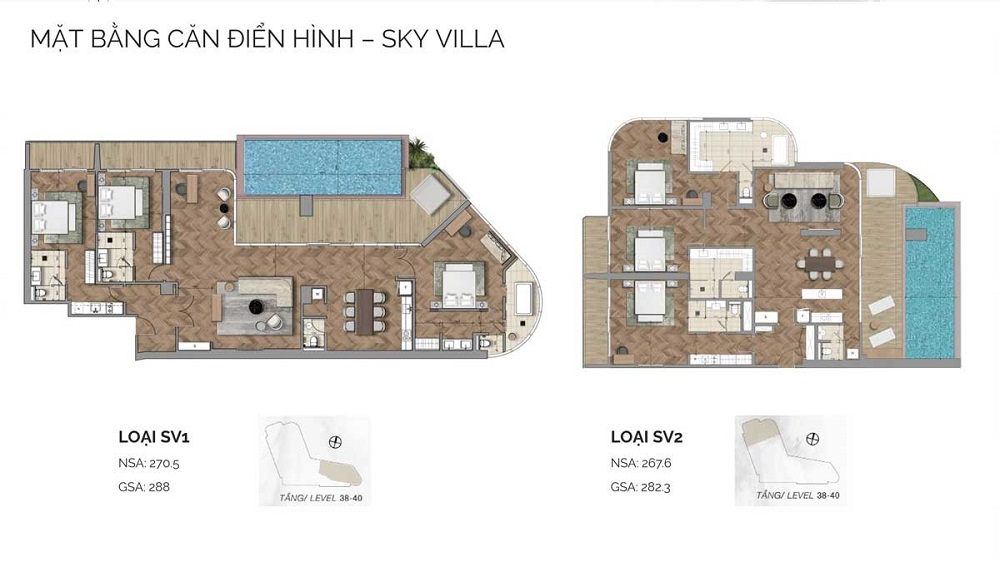 Mặt bằng Sky Villa dự án Nobu Hotel & Residences Đà Nẵng