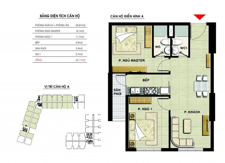 Căn hộ 63,11m² chung cư CBD