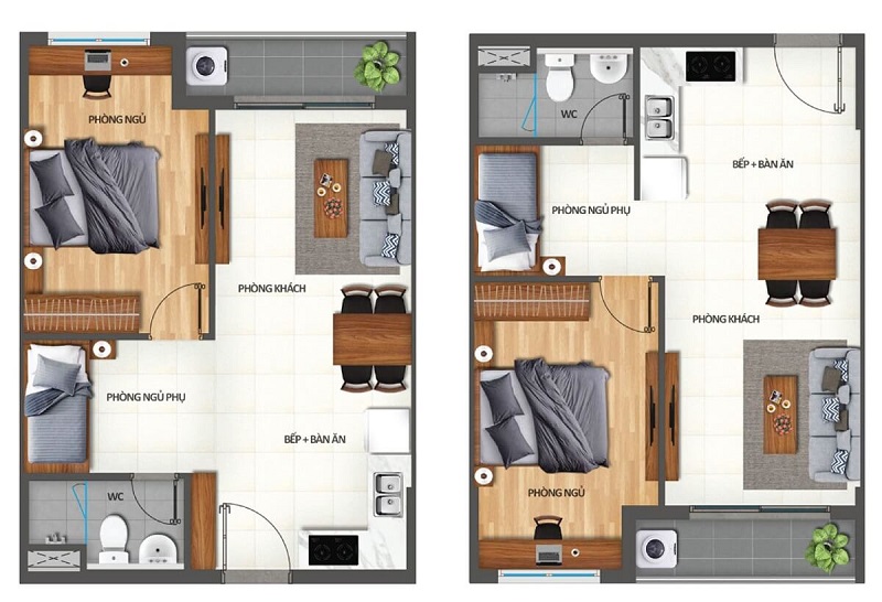 Layout căn hộ 1 phòng ngủ