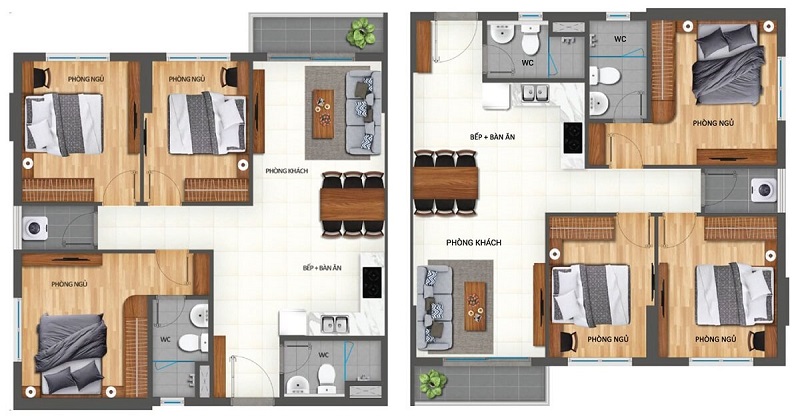 Layout căn hộ 3 phòng ngủ