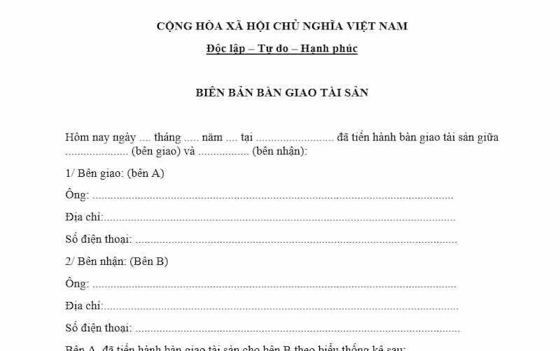 Những nội dung bắt buộc cần có trong giấy tờ bàn giao nhà