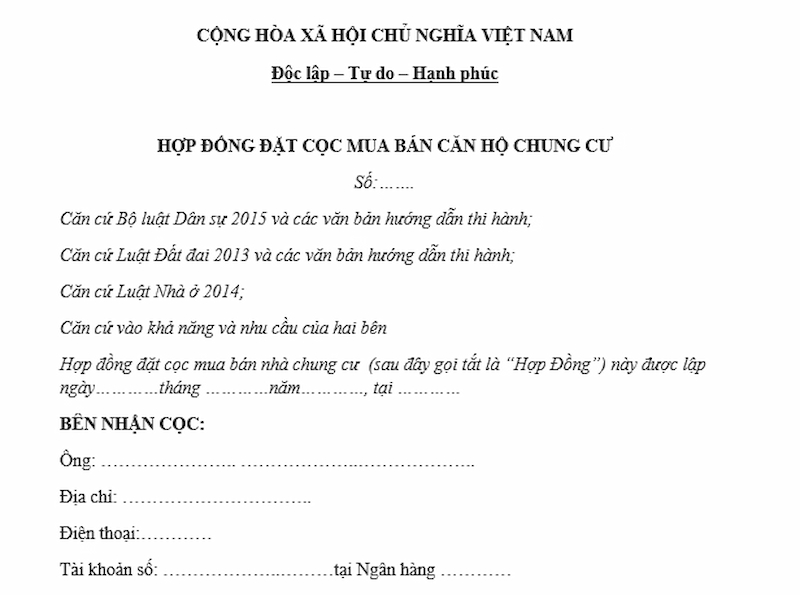 Lưu ý quan trọng khi lập hợp đồng đặt cọc đặt cọc mua bán đất