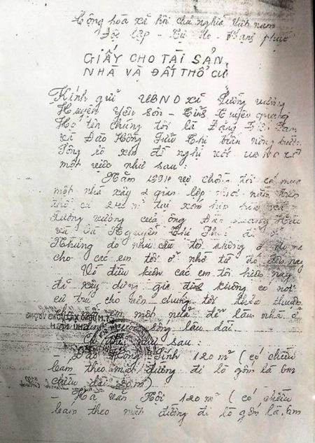 Mẫu giấy cho tặng đất viết tay chuẩn pháp lý & mới nhất