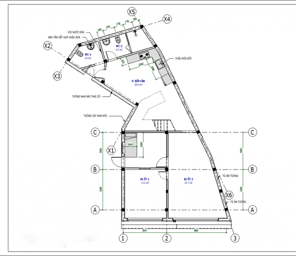 Các phòng chức năng chính sẽ được bố trí ở hai đầu, giúp không gian sống được đồng đều