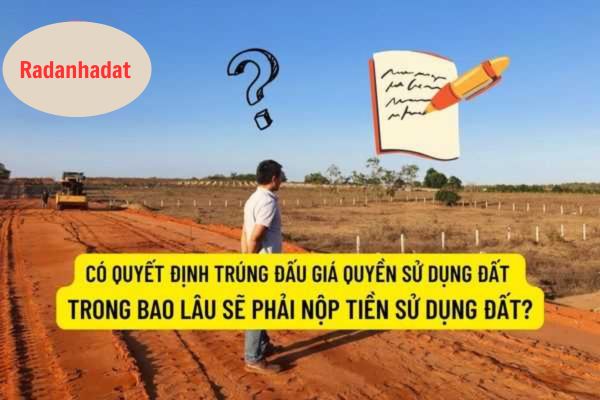 Thông báo yêu cầu nộp tiền sử dụng đất sẽ được cơ quan thuế gửi đến người trúng đấu giá. 