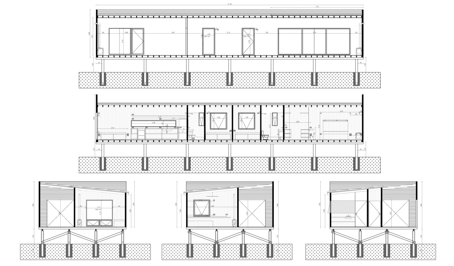 Toàn bộ không gian ngôi nhà được xây dựng theo một trục dọc tuyến tính