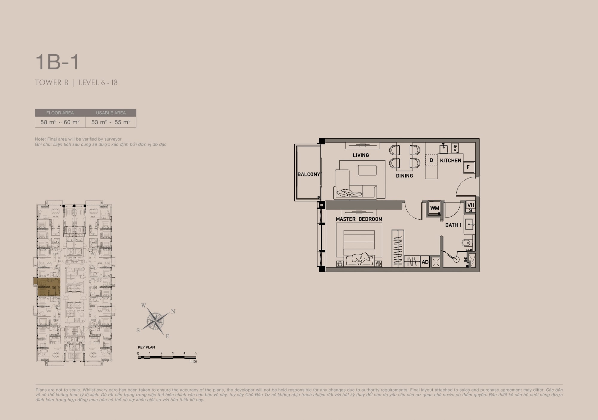 Layout và kiểu căn hộ 1 phòng ngủ