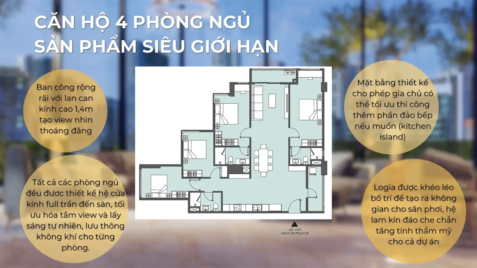 Layout điển hình căn hộ 4PN