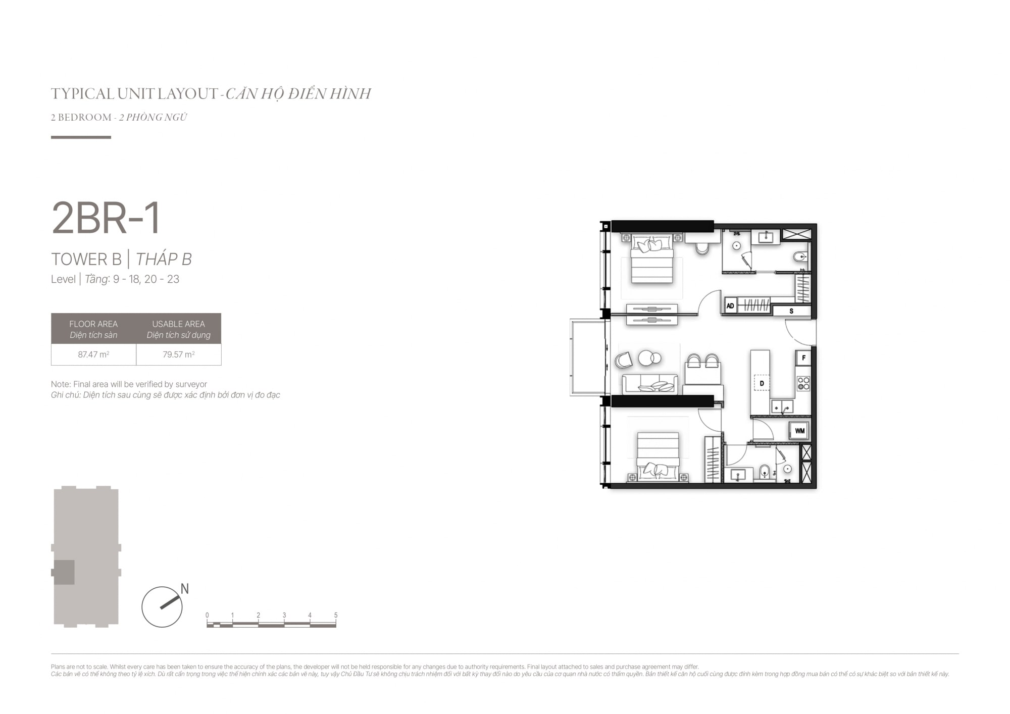 Layout và kiểu căn hộ 2 phòng ngủ