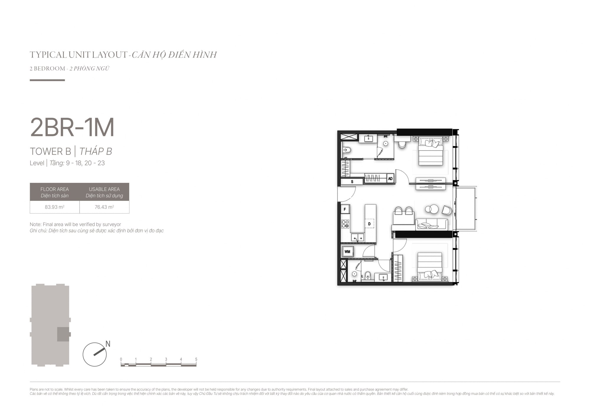 Layout và kiểu căn hộ 2 phòng ngủ