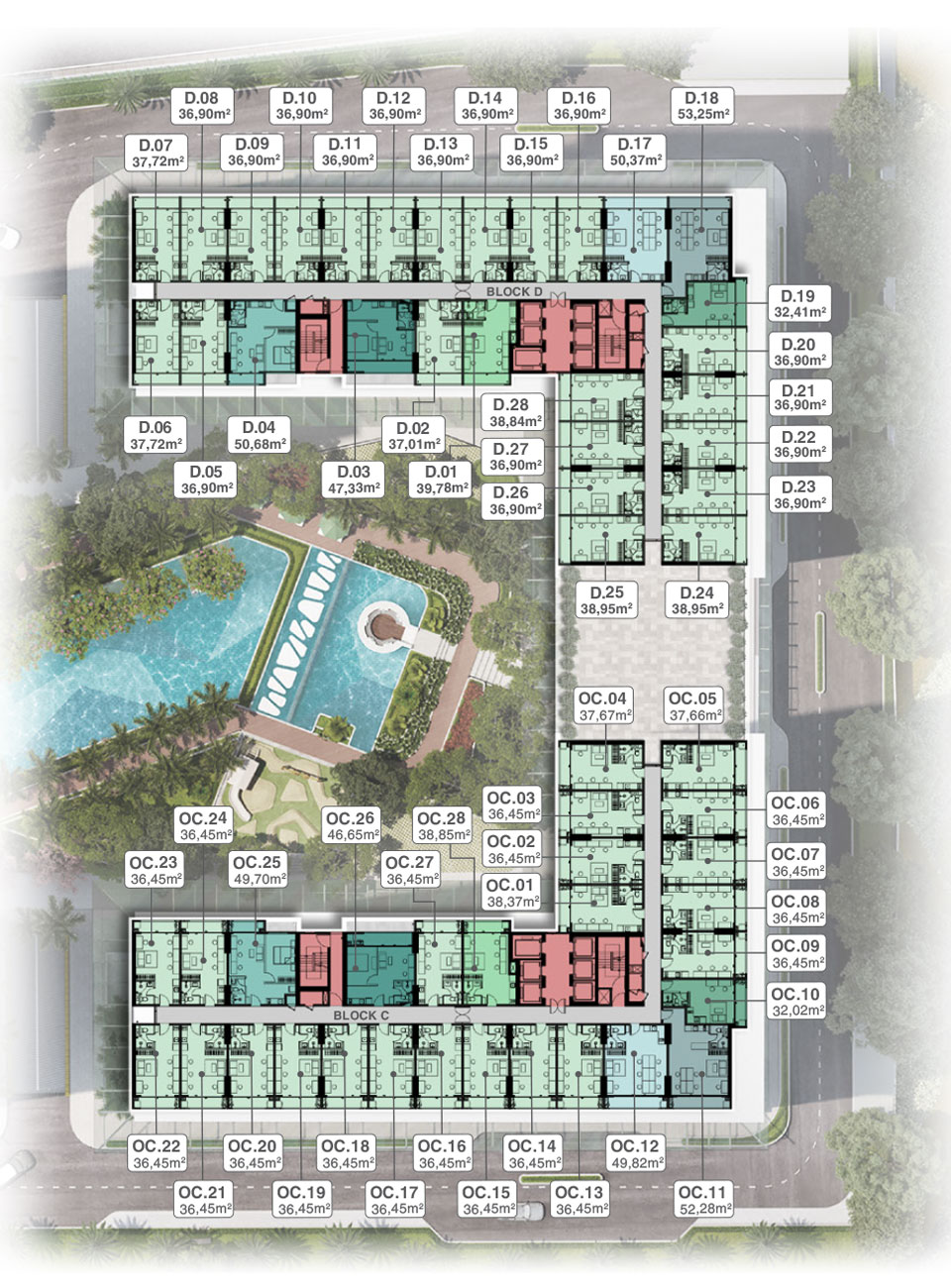 Mặt bằng tầng điển hình block C-D